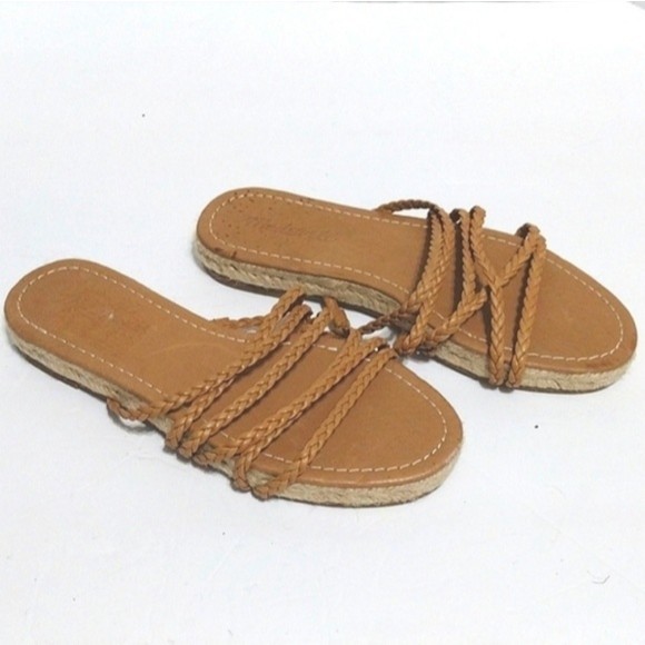 New Madewell Kathryn Braided Leather Strappy Espadrille Tan Sandals US 6 - Picture 4 of 10